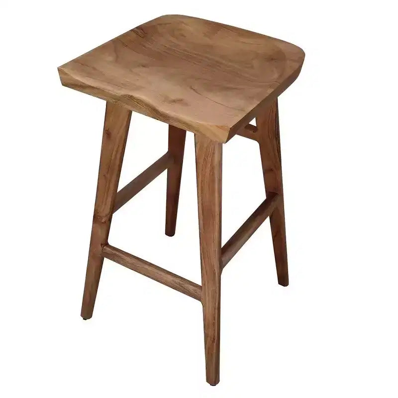 Tabouret de bar sans dossier Royal Hampton 29 pouces, siège en bois de selle fait main, bois d'acacia