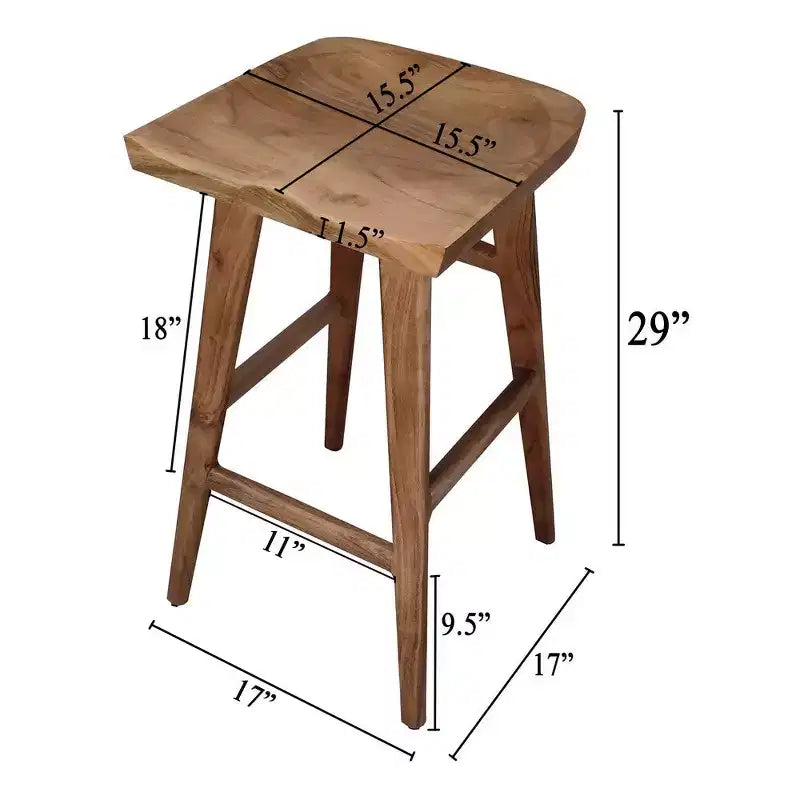 Tabouret de bar sans dossier Royal Hampton 29 pouces, siège en bois de selle fait main, bois d'acacia