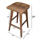 Tabouret de bar sans dossier Royal Hampton 29 pouces, siège en bois de selle fait main, bois d'acacia