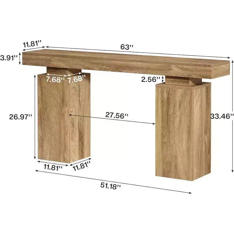 Console en bois de 160 cm, table d'entrée de style ferme derrière le canapé, meuble d'entrée moderne pour salon, entrée, couloir