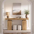 Console en bois de 160 cm, table d'entrée de style ferme derrière le canapé, meuble d'entrée moderne pour salon, entrée, couloir