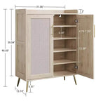 Meuble à chaussures en rotin, meuble de rangement pour chaussures à 5 niveaux avec étagère réglable pour entrée, étagère à chaussures autoportante