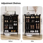 Meuble à chaussures en rotin, meuble de rangement pour chaussures à 5 niveaux avec étagère réglable pour entrée, étagère à chaussures autoportante