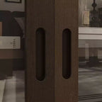 Meuble TV industriel Famapy pour le salon : Portes coulissantes en verre, étagères réglables, console multimédia au design intelligent et peu encombrant