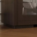 Meuble TV industriel Famapy pour le salon : Portes coulissantes en verre, étagères réglables, console multimédia au design intelligent et peu encombrant