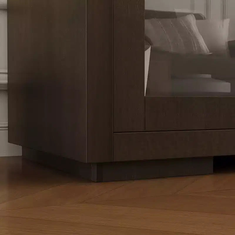 Meuble TV industriel Famapy pour le salon : Portes coulissantes en verre, étagères réglables, console multimédia au design intelligent et peu encombrant