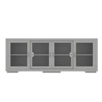 Meuble TV industriel Famapy pour le salon : Portes coulissantes en verre, étagères réglables, console multimédia au design intelligent et peu encombrant