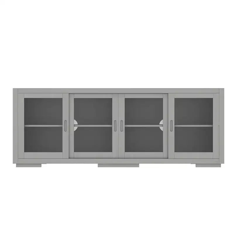 Meuble TV industriel Famapy pour le salon : Portes coulissantes en verre, étagères réglables, console multimédia au design intelligent et peu encombrant