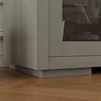 Meuble TV industriel Famapy pour le salon : Portes coulissantes en verre, étagères réglables, console multimédia au design intelligent et peu encombrant