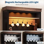 Buffet de bar à café de 72 po de haut avec lumières LED et rangement, avec de multiples fonctions pour une utilisation polyvalente dans diverses pièces