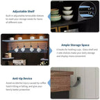 Buffet de bar à café de 72 po de haut avec lumières LED et rangement, avec de multiples fonctions pour une utilisation polyvalente dans diverses pièces