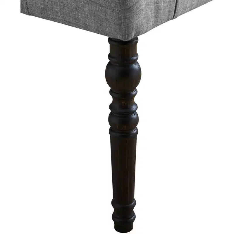 Banc ottoman touffeté élégant Okak avec pieds tournés en bois, banc à chaussures rembourré, banc de salle à manger pour salon, entrée