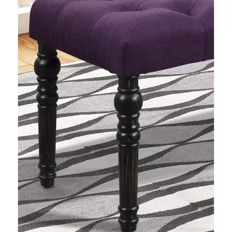 Banc ottoman touffeté élégant Okak avec pieds tournés en bois, banc à chaussures rembourré, banc de salle à manger pour salon, entrée