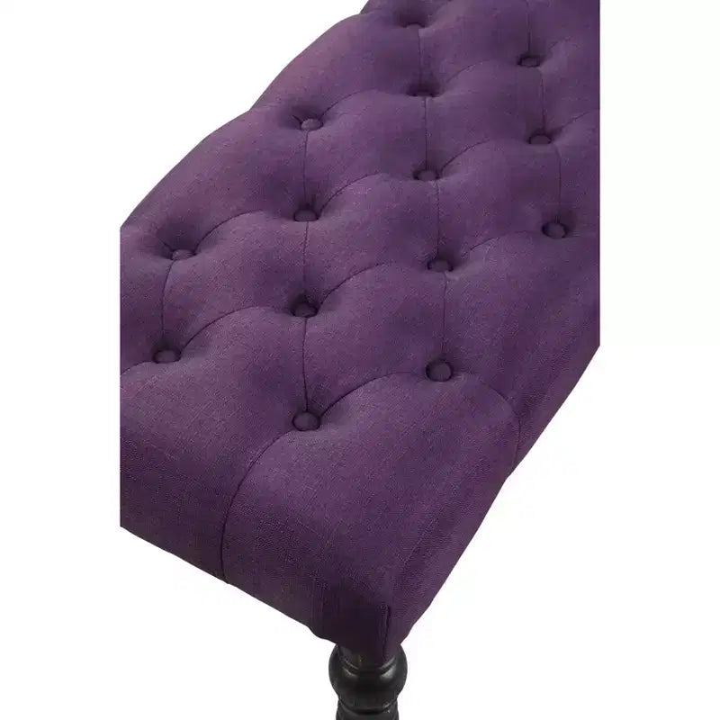 Banc ottoman touffeté élégant Okak avec pieds tournés en bois, banc à chaussures rembourré, banc de salle à manger pour salon, entrée