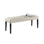 Banc ottoman touffeté élégant Okak avec pieds tournés en bois, banc à chaussures rembourré, banc de salle à manger pour salon, entrée