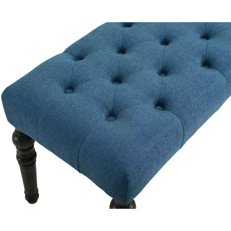 Banc ottoman touffeté élégant Okak avec pieds tournés en bois, banc à chaussures rembourré, banc de salle à manger pour salon, entrée