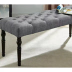 Banc ottoman touffeté élégant Okak avec pieds tournés en bois, banc à chaussures rembourré, banc de salle à manger pour salon, entrée