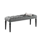 Banc ottoman touffeté élégant Okak avec pieds tournés en bois, banc à chaussures rembourré, banc de salle à manger pour salon, entrée