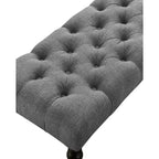 Banc ottoman touffeté élégant Okak avec pieds tournés en bois, banc à chaussures rembourré, banc de salle à manger pour salon, entrée