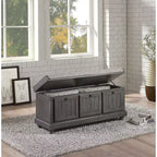 Banc Ottoman Okak Rétro avec Siège Rembourré Relevable et Rangement, Banc de Rangement en Bois Massif pour Chambre, Entrée