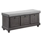 Banc Ottoman Okak Rétro avec Siège Rembourré Relevable et Rangement, Banc de Rangement en Bois Massif pour Chambre, Entrée