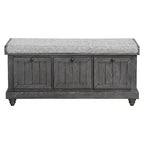 Banc Ottoman Okak Rétro avec Siège Rembourré Relevable et Rangement, Banc de Rangement en Bois Massif pour Chambre, Entrée