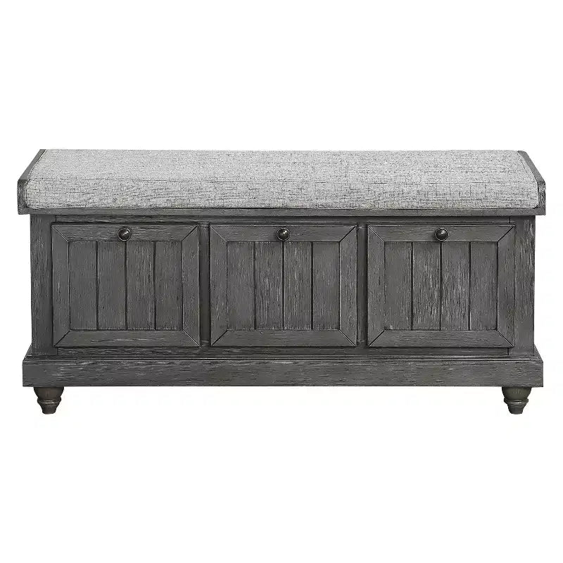 Banc Ottoman Okak Rétro avec Siège Rembourré Relevable et Rangement, Banc de Rangement en Bois Massif pour Chambre, Entrée