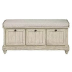 Banc Ottoman Okak Rétro avec Siège Rembourré Relevable et Rangement, Banc de Rangement en Bois Massif pour Chambre, Entrée