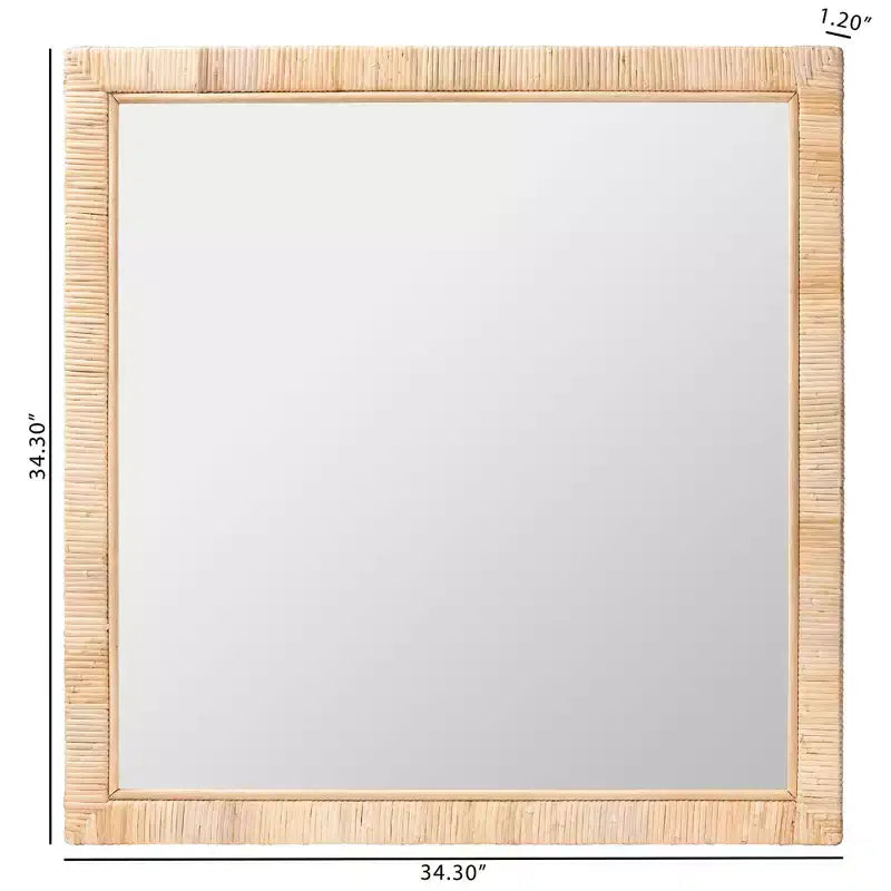 bali & pari Miroir mural carré d'appoint en rotin naturel Bohémien Lankston