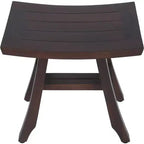 HomeRoots 18 Dark Brown Teak Rectangular Shower Bench