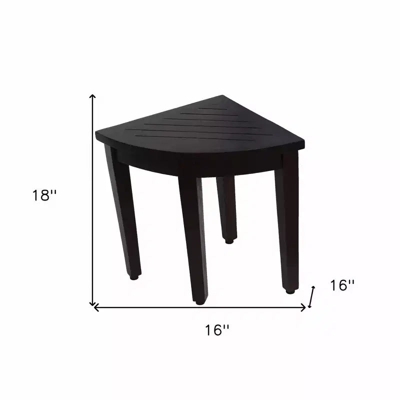 Banc de douche d'angle ou d'extérieur compact HomeRoots en teck avec étagère, finition marron