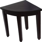 Banc de douche d'angle ou d'extérieur compact HomeRoots en teck avec étagère, finition marron