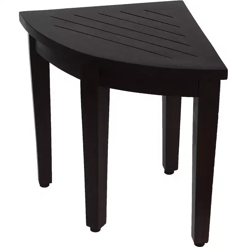 Banc de douche d'angle ou d'extérieur compact HomeRoots en teck avec étagère, finition marron