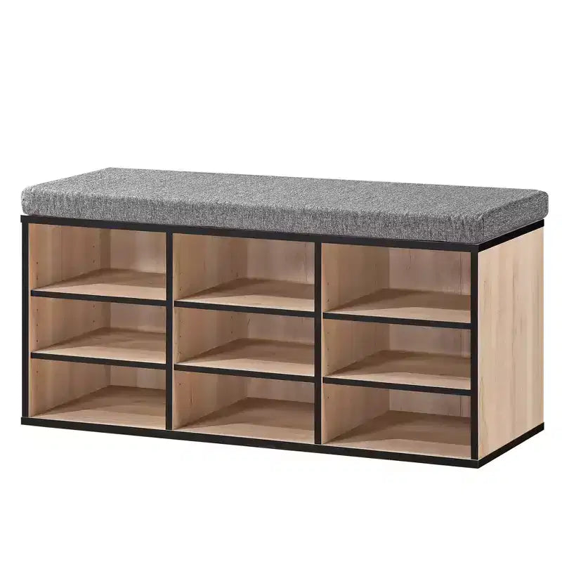 Banc à chaussures Kings Brand Furniture avec coussin et 9 espaces de rangement en bois, organisateur de chaussures, siège d'entrée, banc rembourré