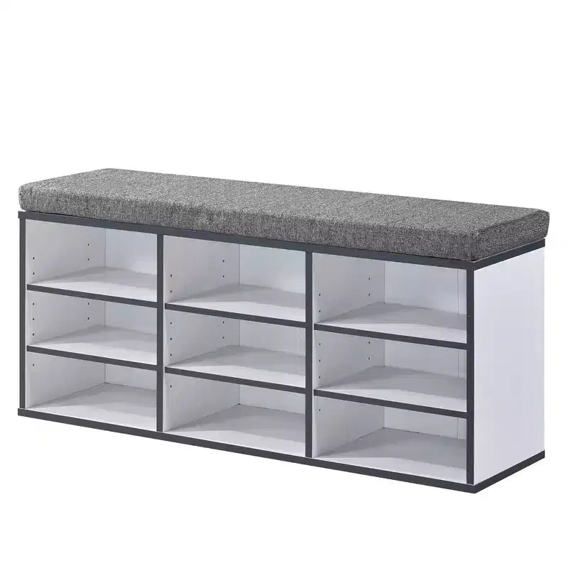 Banc à chaussures Kings Brand Furniture avec coussin et 9 espaces de rangement en bois, organisateur de chaussures, siège d'entrée, banc rembourré