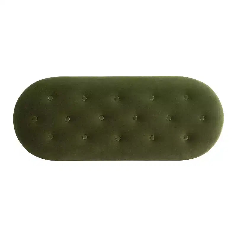Banc de rangement ottoman ovale Okak Vintage avec couvercle relevable, revêtement en velours capitonné et franges, pour chambre à coucher ou entrée
