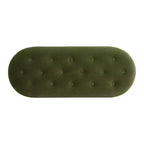 Banc de rangement ottoman ovale Okak Vintage avec couvercle relevable, revêtement en velours capitonné et franges, pour chambre à coucher ou entrée
