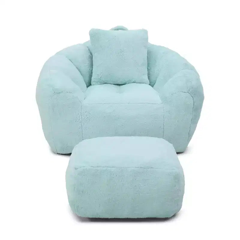 Fauteuil poire géant avec repose-pieds, surdimensionné pour adultes et enfants, en fausse fourrure en forme de coquille