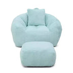 Fauteuil poire géant avec repose-pieds, surdimensionné pour adultes et enfants, en fausse fourrure en forme de coquille