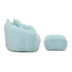 Fauteuil poire géant avec repose-pieds, surdimensionné pour adultes et enfants, en fausse fourrure en forme de coquille