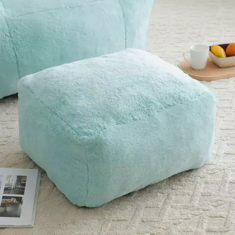 Fauteuil poire géant avec repose-pieds, surdimensionné pour adultes et enfants, en fausse fourrure en forme de coquille