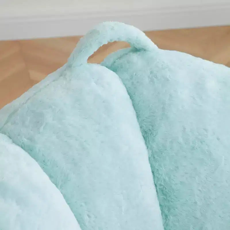 Fauteuil poire géant avec repose-pieds, surdimensionné pour adultes et enfants, en fausse fourrure en forme de coquille