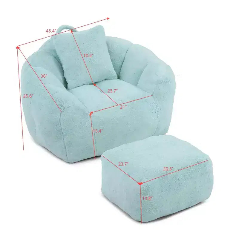 Fauteuil poire géant avec repose-pieds, surdimensionné pour adultes et enfants, en fausse fourrure en forme de coquille