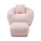 Fauteuil poire géant avec repose-pieds, surdimensionné pour adultes et enfants, en fausse fourrure en forme de coquille