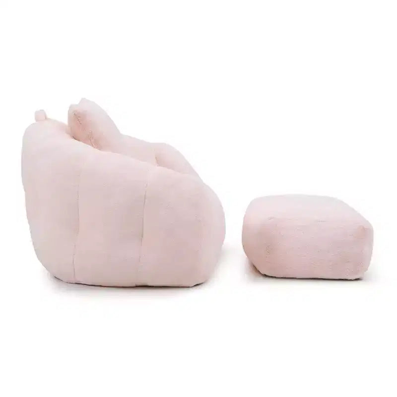 Fauteuil poire géant avec repose-pieds, surdimensionné pour adultes et enfants, en fausse fourrure en forme de coquille