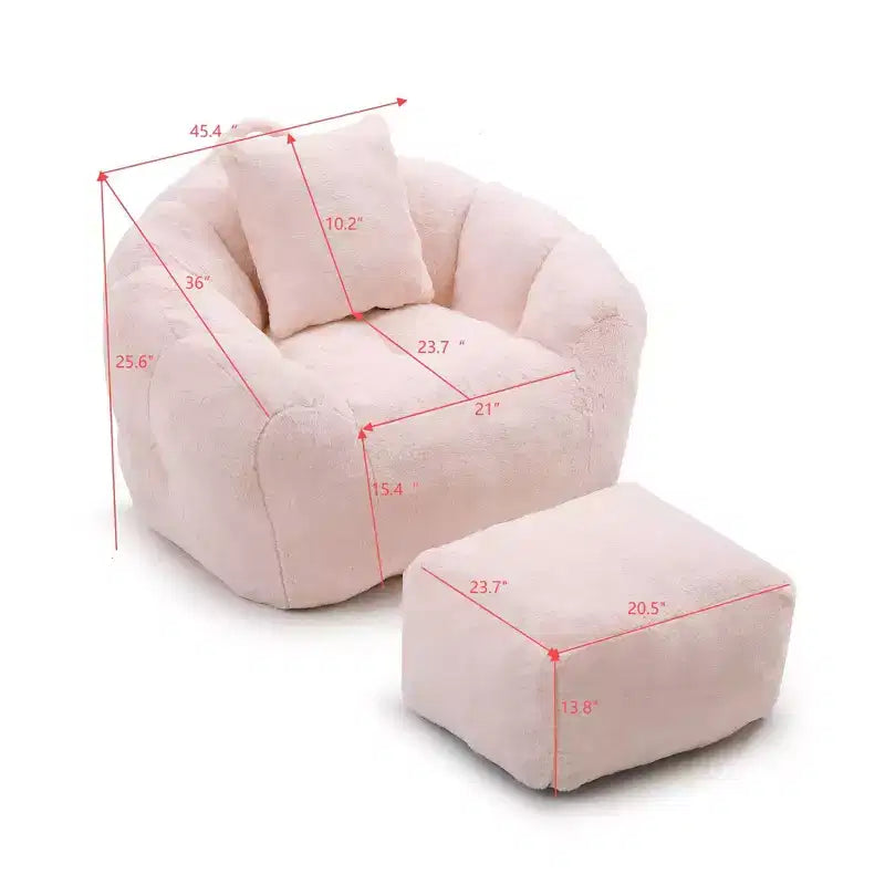Fauteuil poire géant avec repose-pieds, surdimensionné pour adultes et enfants, en fausse fourrure en forme de coquille