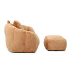Fauteuil poire géant avec repose-pieds, surdimensionné pour adultes et enfants, en fausse fourrure en forme de coquille