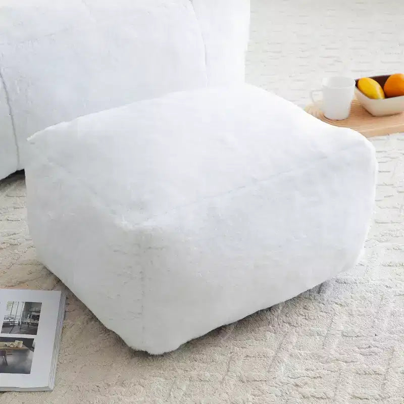 Fauteuil poire géant avec repose-pieds, surdimensionné pour adultes et enfants, en fausse fourrure en forme de coquille