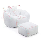 Fauteuil poire géant avec repose-pieds, surdimensionné pour adultes et enfants, en fausse fourrure en forme de coquille