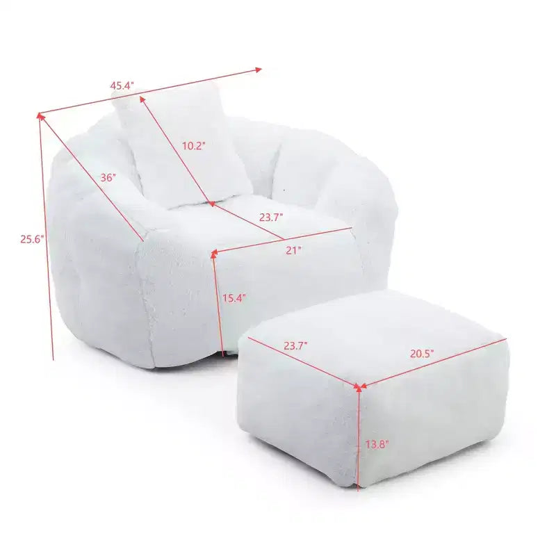 Fauteuil poire géant avec repose-pieds, surdimensionné pour adultes et enfants, en fausse fourrure en forme de coquille